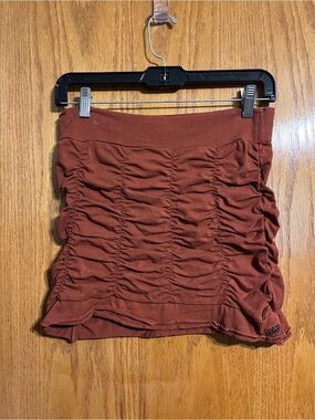 Ruched Mini Skirt in Rust Red